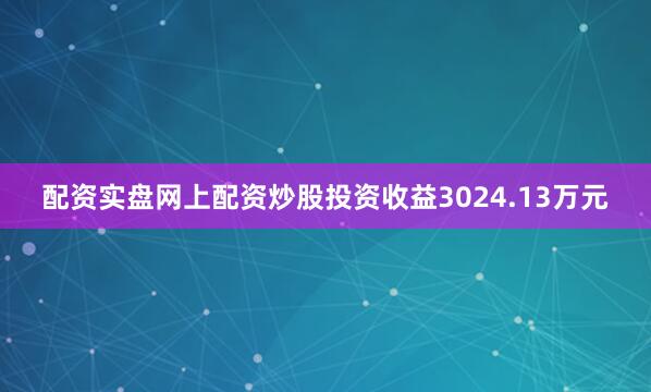配资实盘网上配资炒股投资收益3024.13万元